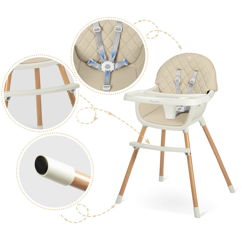 Стільчик для годування Nukido Lilo 63 х 64 х 93 см - бежевий