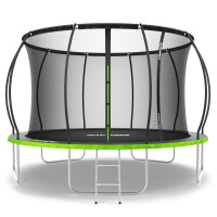 Батут ZIPRO Jump Pro Premium, 374 см, оцинкованная сталь, чёрно-зелёный