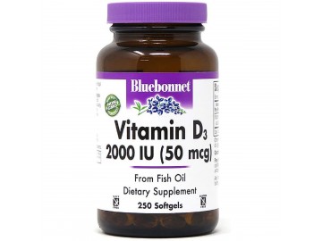 Вiтамiн D3 2000IU, Bluebonnet Nutrition, 250 желатинових капсул