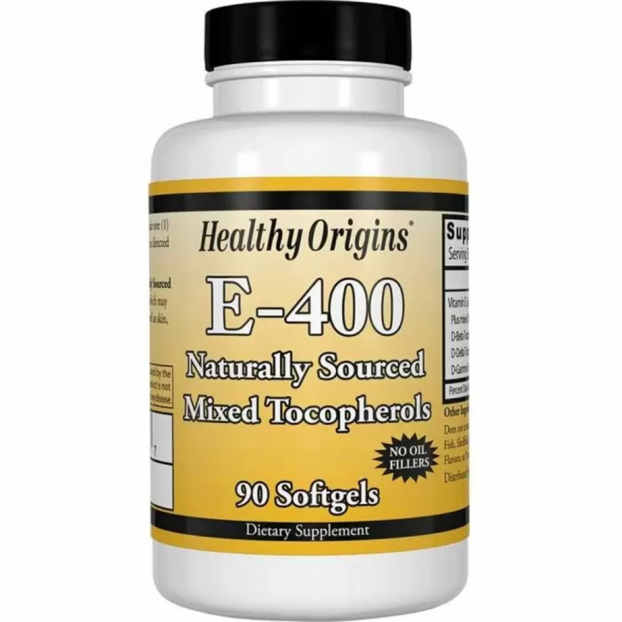 Вітамін E, Суміш Токоферолів, Vitamin E 400 МЕ, Healthy Origins, 90 капсул