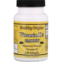 Витамин D3, Vitamin D3 10000 МЕ, Healthy Origins, 120 капсул