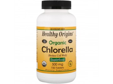 Органічна Хлорела, Chlorella, 500мг, Healthy Origins, 720 таблеток