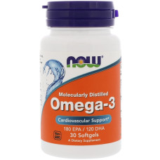 Рыбий жир, Омега-3, Omega-3, Now Foods, 1000 мг, 30 гелевых капсул