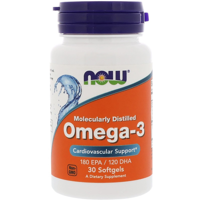 Рыбий жир, Омега-3, Omega-3, Now Foods, 1000 мг, 30 гелевых капсул