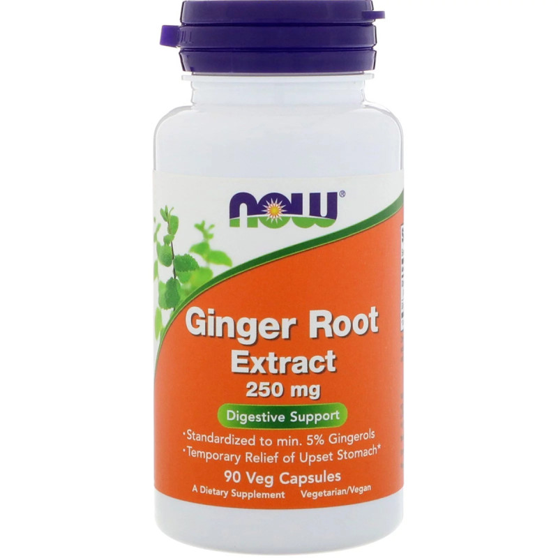 Корень имбиря, Экстракт, Ginger Root Extract, Now Foods, 250 мг, 90 капсул
