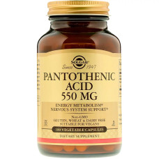 Пантотеновая кислота (B5) Pantothenic Acid, Solgar, 550 мг, 100 вегетарианских капсул