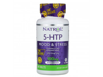 5-HTP (Гідрокситриптофан), 100мг, Повільне Вивільнення, З Підвищеною Силою Дії, Natrol, 45 таблеток