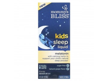 Мелатонін рідкий для дітей віком від 3 років, смак винограду, Kids Sleep Liquid, Melatonin, Mommy's Bliss, 120 мл