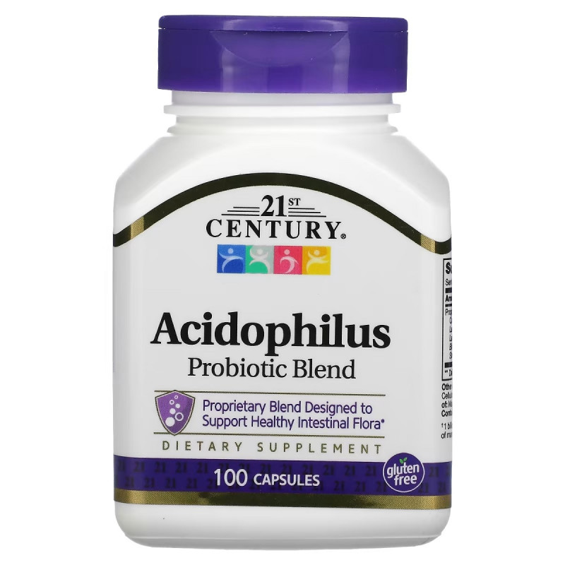 Суміш пробіотиків, Acidophilus, 21st Century, 100 капсул
