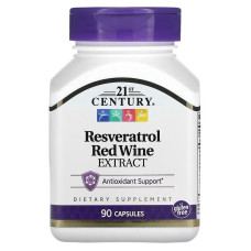 Ресвератрол із екстрактом червоного вина, 200 мг, Resveratrol Red Wine Extract, 21st Century, 90 капсул