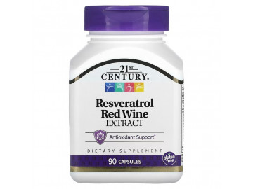 Ресвератрол із екстрактом червоного вина, 200 мг, Resveratrol Red Wine Extract, 21st Century, 90 капсул