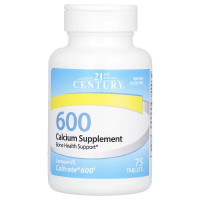 Кальцій 600, 600 мг, Calcium Supplement 600, 21st Century, 75 таблеток