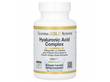 Комплекс з гіалуроновою кислотою, Hyaluronic Acid Complex, California Gold Nutrition, 60 вегетаріанських капсул