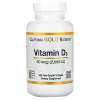Витамин D3, 50 мкг, Vitamin D3, California Gold Nutrition, 360 желатиновых капсул