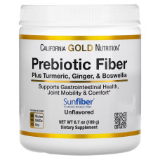 Пребиотическое волокно плюс куркума, имбирь и босвелия, Prebiotic Fiber Plus Turmeric, Ginger, Boswellia, California Gold Nutrition, 189 г