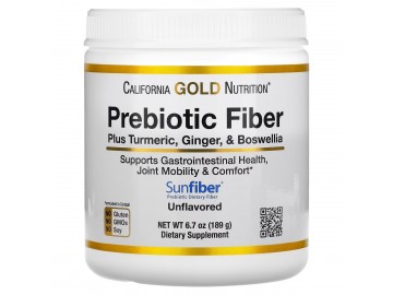 Пребіотична клітковина плюс куркума, імбир та босвелія, Prebiotic Fiber Plus Turmeric, Ginger, Boswellia, California Gold Nutrition, 189 г