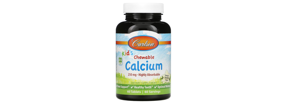Кальций Детский, ванильный вкус, Kid's, Chewable Calcium, Carlson, 60 жевательных таблеток