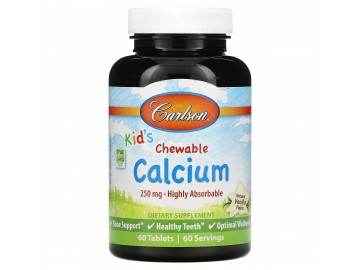 Кальцій Дитячий, смак ванілі, Kid's, Chewable Calcium, Carlson, 60 жувальних таблеток