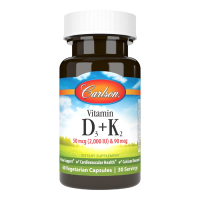 Витамин D3+K2, 2000 МО и 90 мкг, Vitamin D3+K2, Carlson, 60 вегетарианских капсул