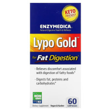 Ферменты для усвоения жиров, Lypo Gold, Для переваривания жиров, Enzymedica, 60 капсул