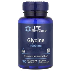Гліцин, 1000 мг, Glycine, Life Extension, 100 вегетаріанських капсул