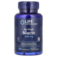 Ниацин, Витамин В3, 640 мг, No Flush Niacin, Life Extension, 100 капсул
