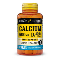 Кальций 600 мг + витамин D3, Calcium 600мг Plus Vitamin D3, Mason Natural, 60 таблеток