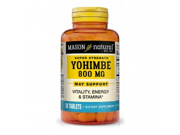 Йохімбе 800мг, Super Strength Yohimbe, Mason Natural, 30 таблеток