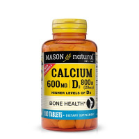 Кальций 600 мг и Витамин D3 800 МО, Calcium 600 mg с Vitamin D3 800 IU, Mason Natural, 100 таблеток