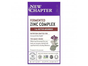 Цинк, ферментований комплекс, Fermented Zinc Complex, New Chapter, 30 таблеток