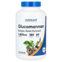 Глюкоманнан, екстракт кореня конжаку, 1800 мг, Glucomannan Konjac Root Extract, Nutricost, 180 капсул