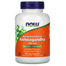 Ашваганда, Ashwagandha, Now Foods, 450 мг, 180 вегетаріанских капсул