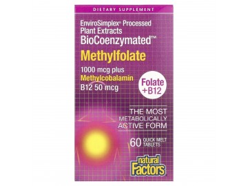 Метилфолат, 1000 мкг, BioCoenzymated, Methylfolate, Natural Factors, 60 таблеток