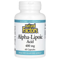 Альфа-липоевая кислота, 400 мг, Alpha-Lipoic Acid, Natural Factors, 60 капсул