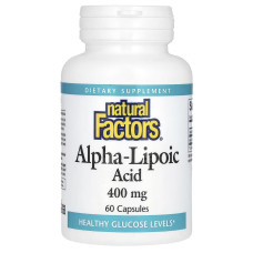 Альфа-ліпоєва кислота, 400 мг, Alpha-Lipoic Acid, Natural Factors, 60 капсул