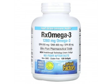 Омега-3, 1260 мг, RxOmega-3, Natural Factors, 120 гелевих капсул