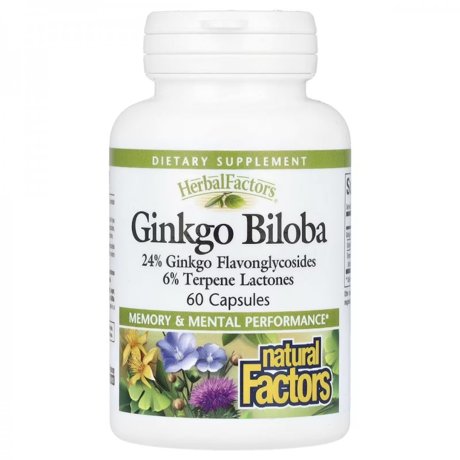 Гінкго Білоба, Ginkgo Biloba, Natural Factors, 60 капсул