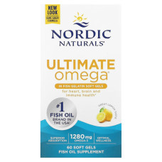 Рыбий Жир, Вкус Лимона, Nordic Naturals, Ultimate Omega, 1000 мг, 60 мягких капсул