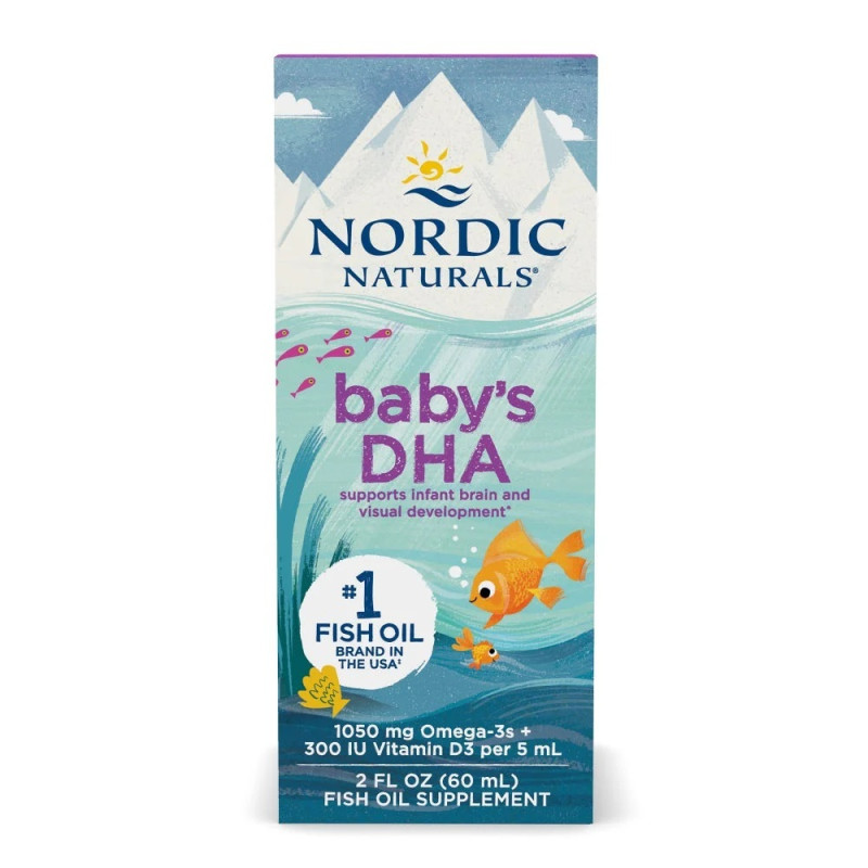 Рыбий жир (DHA) для детей с витамином D3, Baby's DHA, с витамином D3, Nordic Naturals, 2 жидких унции (60 мл)