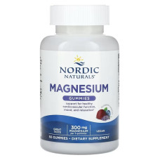 Магній, 300 мг на порцію, смак чорниці та лаванди, Magnesium, Nordic Naturals, 60 жувальних цукерок