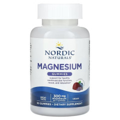 Магній, 300 мг на порцію, смак чорниці та лаванди, Magnesium, Nordic Naturals, 60 жувальних цукерок