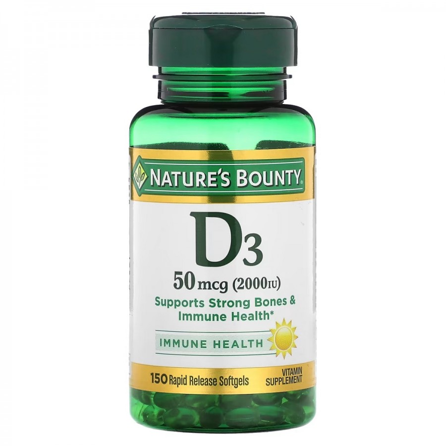 Вітамін D3 швидкого вивільнення, 2000 МО, 50 мкг, Vitamin D, Nature's Bounty, 150 гелевих капсул