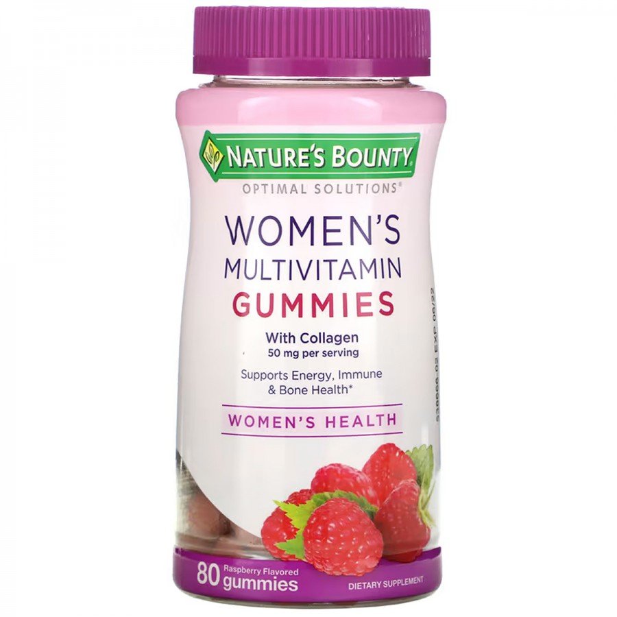 Мультивітаміни для жінок, зі смаком малини, Women's Multivitamin Gummies, Nature's Bounty, 80 жувальних цукерок