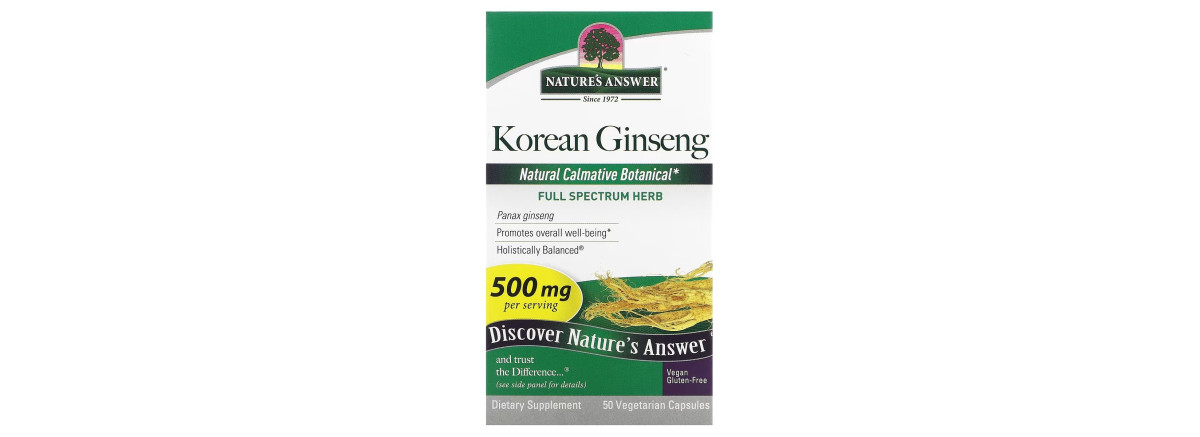 Корейський женьшень, 500 мг, Korean Ginseng, Nature's Answer, 50 вегетаріанських капсул