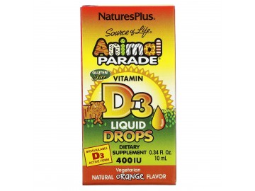 Вітамін D3 400 МО для дітей, Смак апельсина, Animal Parade, Vitamin D3 Liquid Drops, Natures Plus, 10 мл краплі