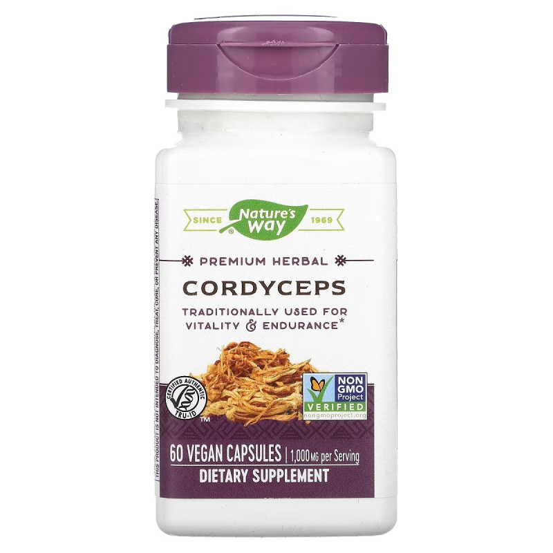 Кордицепс, 500 мг, Cordyceps, Nature's Way, 60 вегетарианских капсул