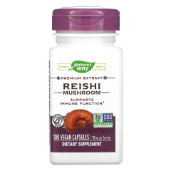 Гриби Рейші, Reishi, Стандартизированные, Nature's Way, 376 мг, 100 капсул