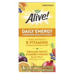 Мультивитамины с железом, полный комплекс, Alive! Daily Energy, Complete Multivitamin, Nature's Way, 60 таблеток