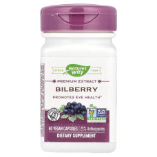 Черника, премиум экстракт, Bilberry, Premium Extract, Nature's Way, 60 вегетарианских капсул