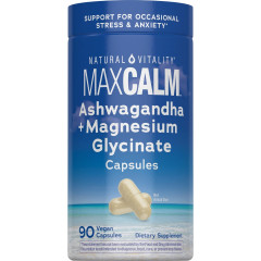 Ашваганда та магній гліцинат, MAXCALM Ashwagandha + Magnesium Glycinate, Natural Vitality, 90 веганських капсул